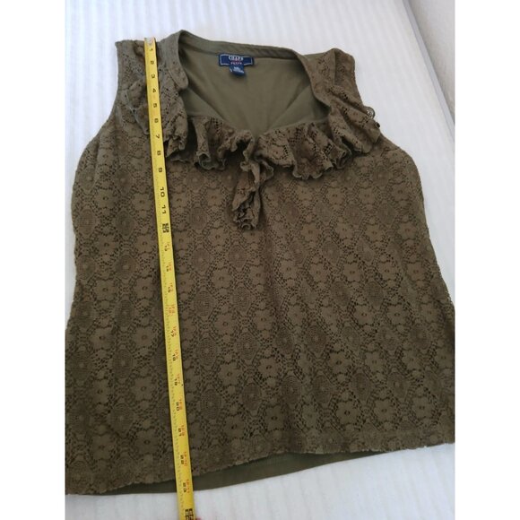 Chaps Denim Petite PXL  Blouse Womens Lace VNeck Sleeveless Lined Summer Spring - Picture 8 of 13